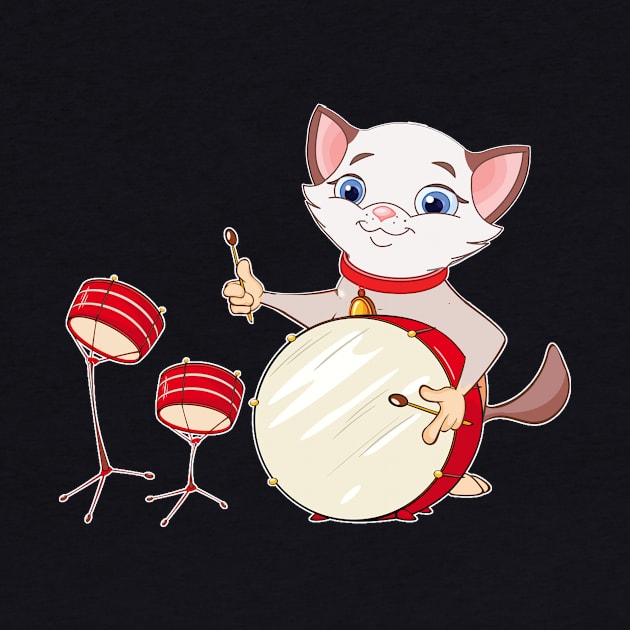 Cool Cat Playing Jazz on Drums by Dunnhlpp